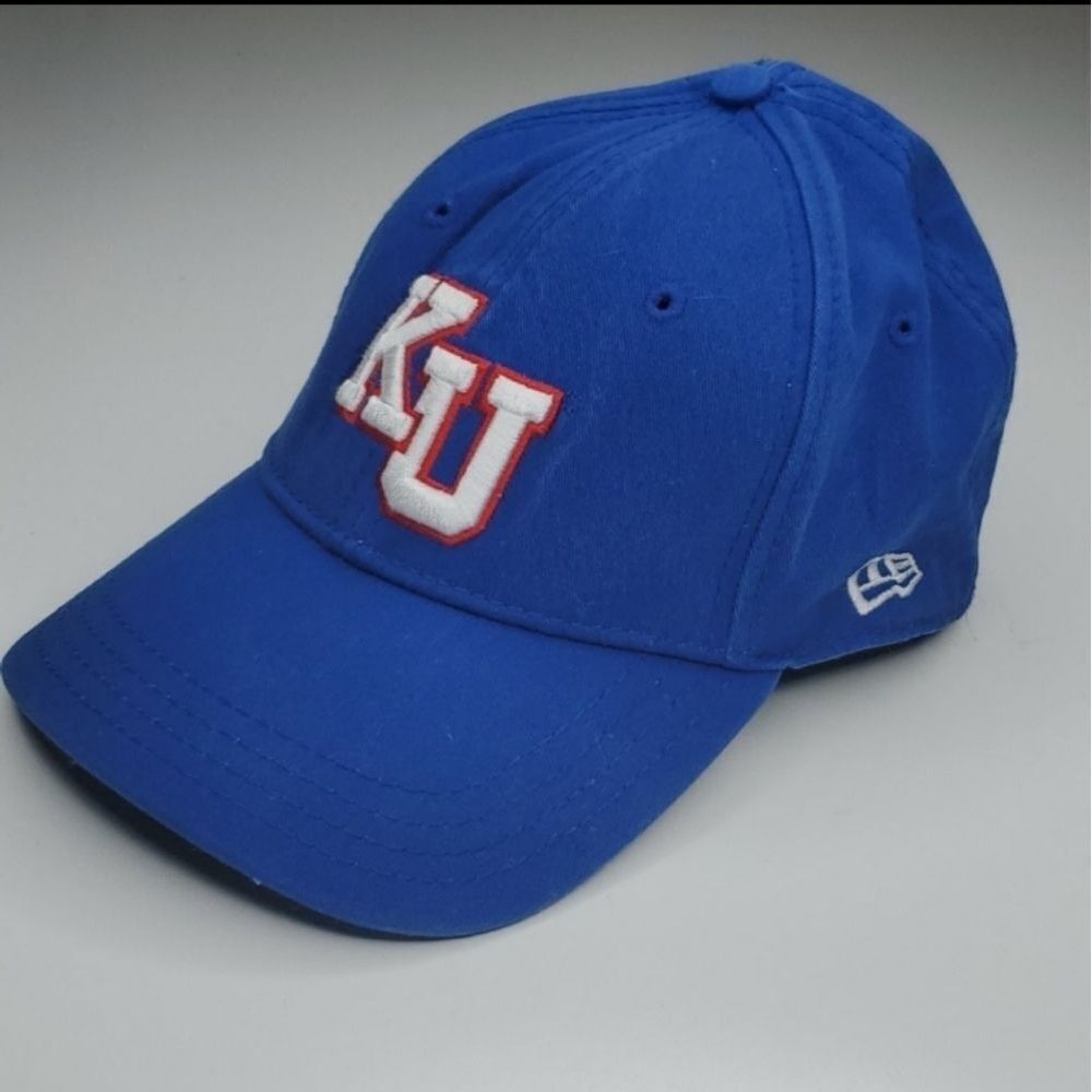 KU KANSAS JAYHAWKS NEW ERA RED BLUE EMBROIDERED BASKETBALL BASEBALL HAT CAP